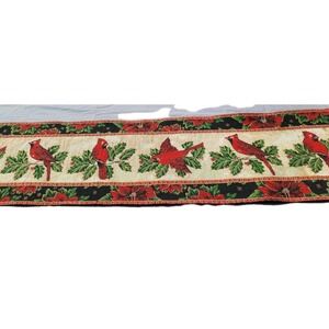 St. Nicholas Long Rectangle Runner Tapestry Christmas Poinsettia Cardinal